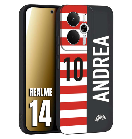 CUSTOMIZZA - Custodia cover nera morbida in tpu compatibile per Realme 14 5G personalizzata calcio football nome e numero calciatori bianco rossa