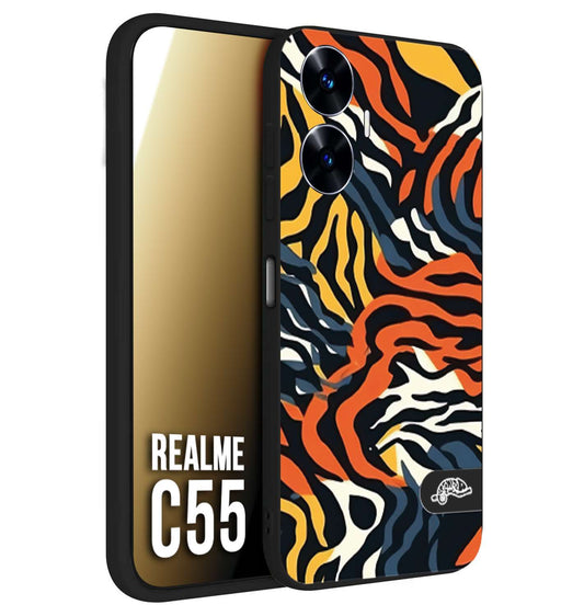 CUSTOMIZZA - Custodia cover nera morbida in tpu compatibile per Oppo C55 leopardato maculato tigrato tiger colorata gialla blu arancio