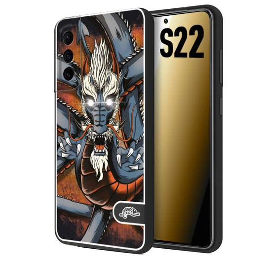 CUSTOMIZZA - Custodia cover nera morbida in tpu compatibile per Samsung S22 drago giapponese tattoo japan dragon