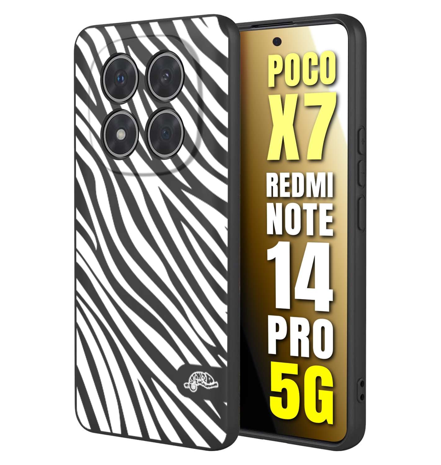 CUSTOMIZZA - Custodia cover nera morbida in tpu compatibile per Xiaomi Redmi Note 14 PRO 5G zebrata maculata a rilievo soft touch donna bianca