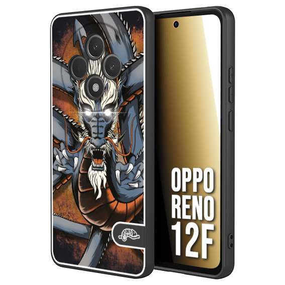 CUSTOMIZZA - Custodia cover nera morbida in tpu compatibile per Oppo Reno 12F drago giapponese tattoo japan dragon