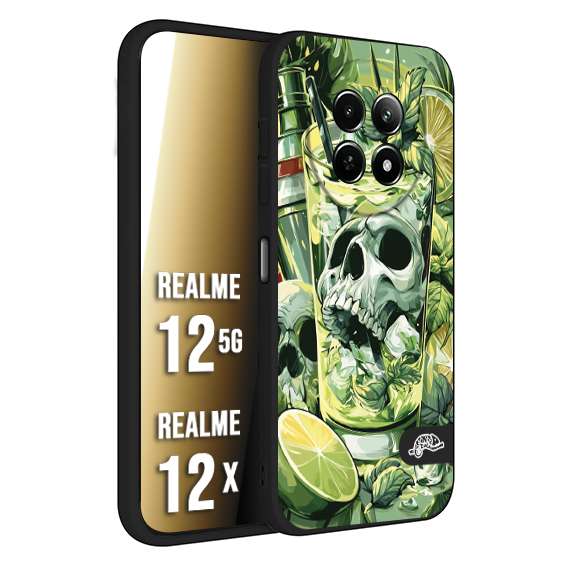 CUSTOMIZZA - Custodia cover nera morbida in tpu compatibile per Realme 12 5G - 12X Mojito cocktail teschio illustrazione drink lime menta ghiacci tropicale street art