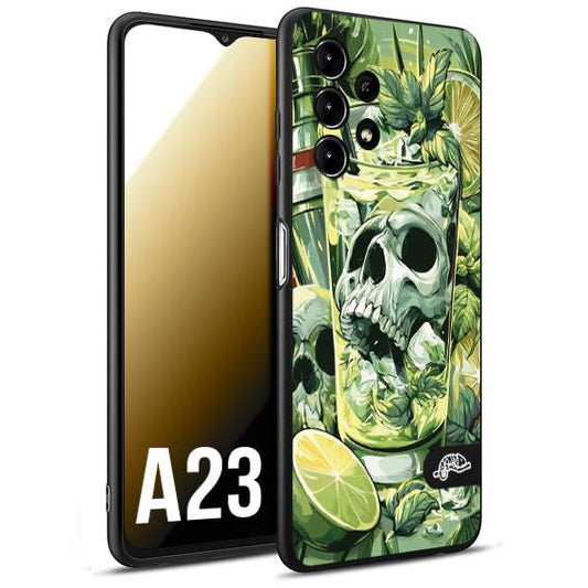 CUSTOMIZZA - Custodia cover nera morbida in tpu compatibile per Samsung A23 Mojito cocktail teschio illustrazione drink lime menta ghiacci tropicale street art