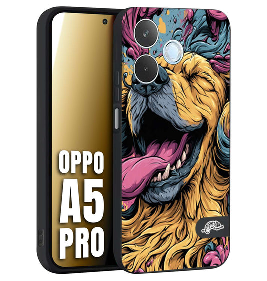 CUSTOMIZZA - Custodia cover nera morbida in tpu compatibile per Oppo A5 PRO Golden Retriever illustrazione cane pop art cane street art cartone animato