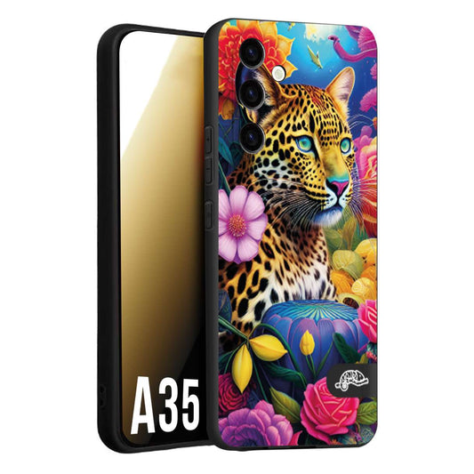 CUSTOMIZZA - Custodia cover nera morbida in tpu compatibile per Samsung A35 5G astratti donna flower fantasia leopardo ghepardo animali colorati