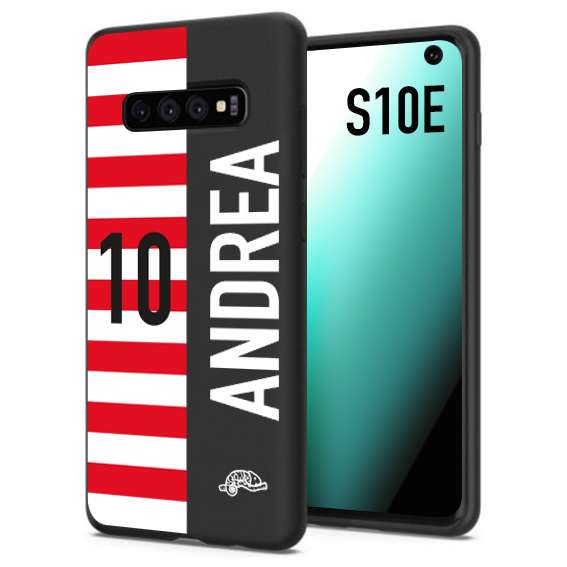 CUSTOMIZZA - Custodia cover nera morbida in tpu compatibile per Samsung S10E personalizzata calcio football nome e numero calciatori bianco rossa