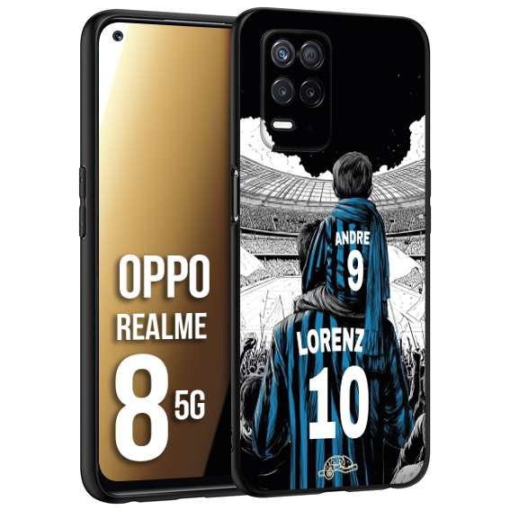 CUSTOMIZZA - Custodia cover nera morbida in tpu compatibile per Realme 8 5G personalizzata calcio football padre e figlio calciatori nerazzurra