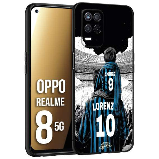 CUSTOMIZZA - Custodia cover nera morbida in tpu compatibile per Realme 8 5G personalizzata calcio football padre e figlio calciatori nerazzurra
