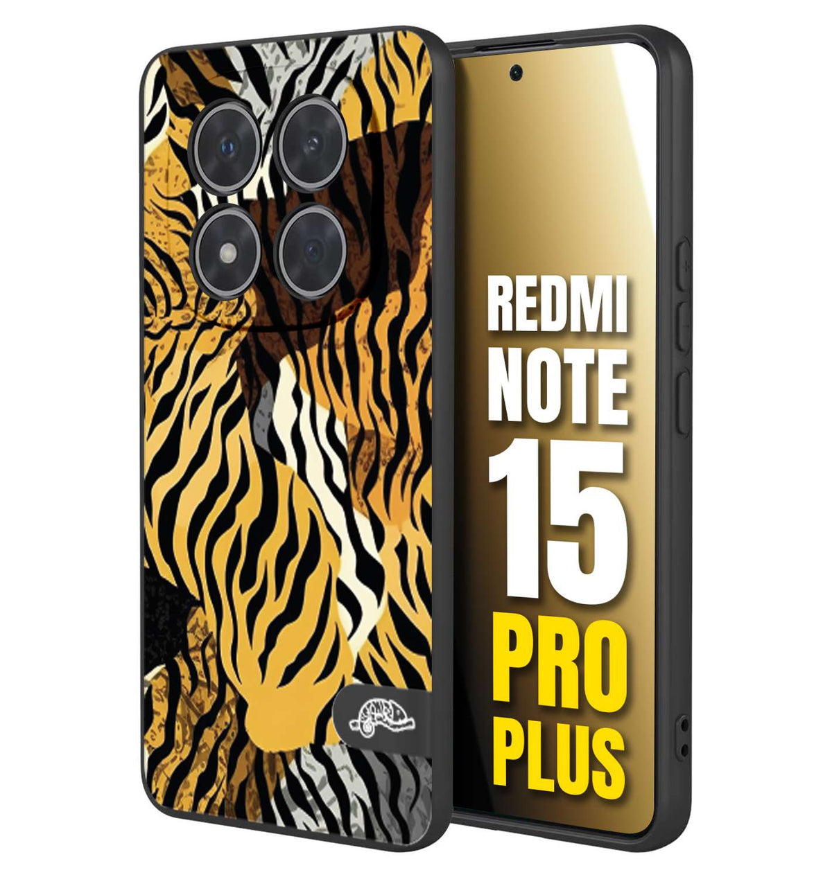 CUSTOMIZZA - Custodia cover nera morbida in tpu compatibile per Xiaomi Redmi Note 15 PRO PLUS leopardato tigrato tiger colorata donna fashion estate