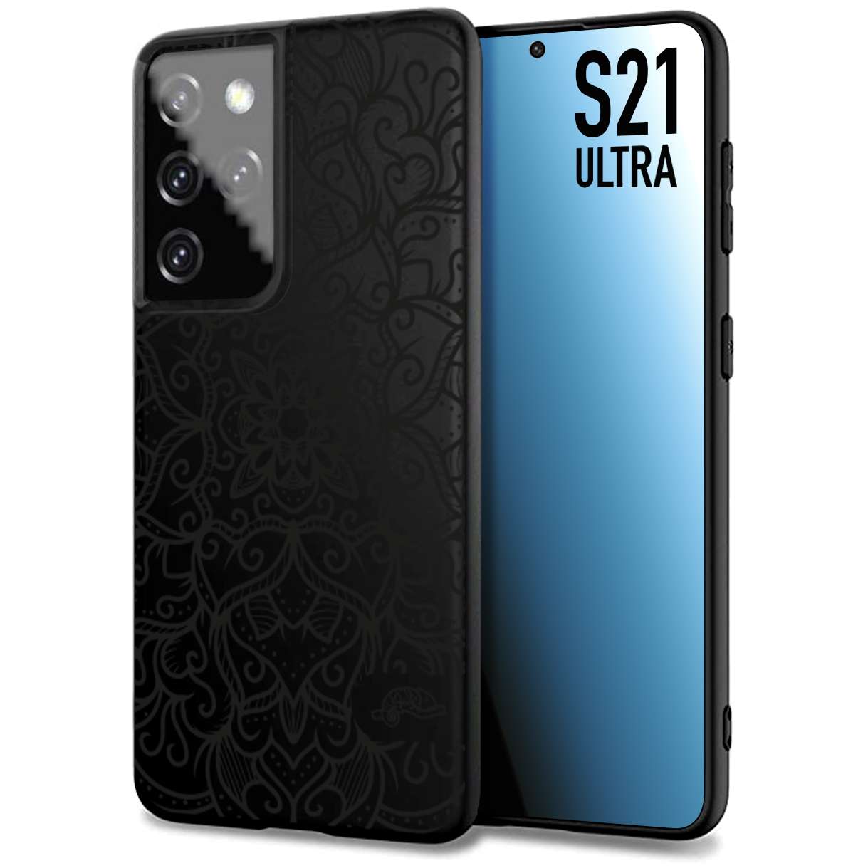 CUSTOMIZZA - Custodia cover nera morbida in tpu compatibile per Samsung S21 ULTRA mandala nero fiore vedo non vedo donna