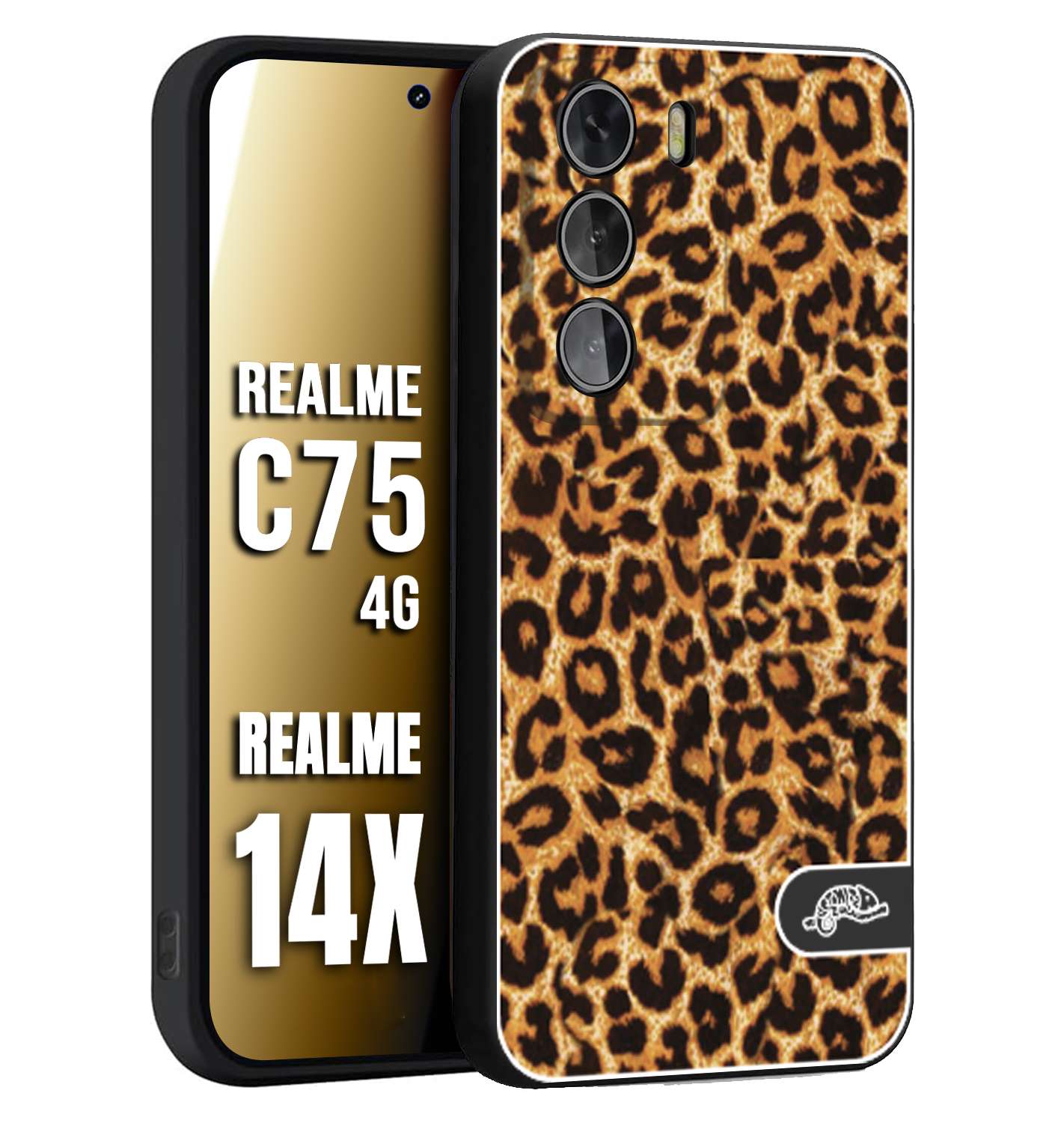 CUSTOMIZZA - Custodia cover nera morbida in tpu compatibile per Realme 14X - C75 4G leopardato maculato donna marrone leopard brown