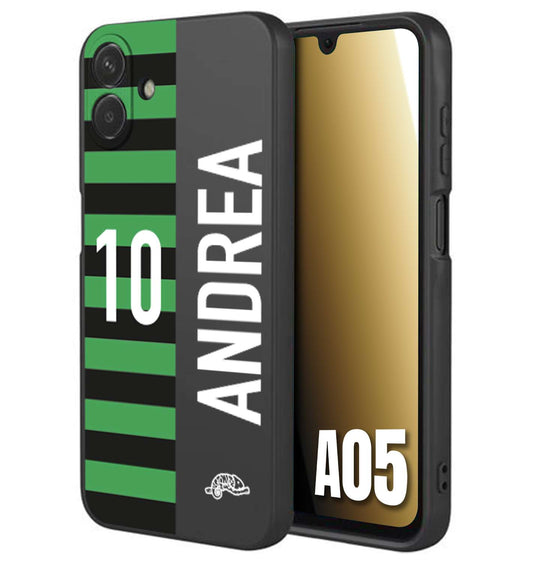 CUSTOMIZZA - Custodia cover nera morbida in tpu compatibile per Samsung A05 personalizzata calcio football nome e numero calciatori neroverde