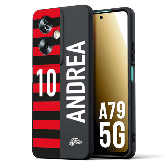 CUSTOMIZZA - Custodia cover nera morbida in tpu compatibile per Oppo A79 5G personalizzata calcio football nome e numero calciatori rossonera