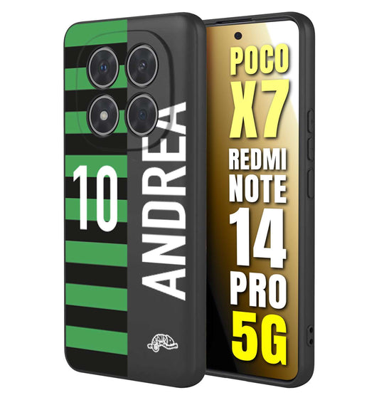 CUSTOMIZZA - Custodia cover nera morbida in tpu compatibile per Xiaomi Redmi Note 14 PRO 5G personalizzata calcio football nome e numero calciatori neroverde