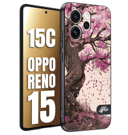 CUSTOMIZZA - Custodia cover nera morbida in tpu compatibile per Oppo Reno 15 - Reno 15Cgiapponese colori morbidi fiori di ciliegio rosa disegnata