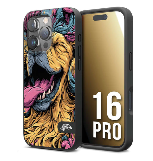 CUSTOMIZZA - Custodia cover nera morbida in tpu compatibile per iPhone 16 PRO Negroni cocktail teschio illustrazione rosso arancia ghiaccio piccante street art fumetto