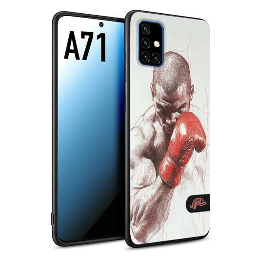 CUSTOMIZZA - Custodia cover nera morbida in tpu compatibile per Samsung A71 pugilato pugili disegno tattoo guantoni box sport primo piano