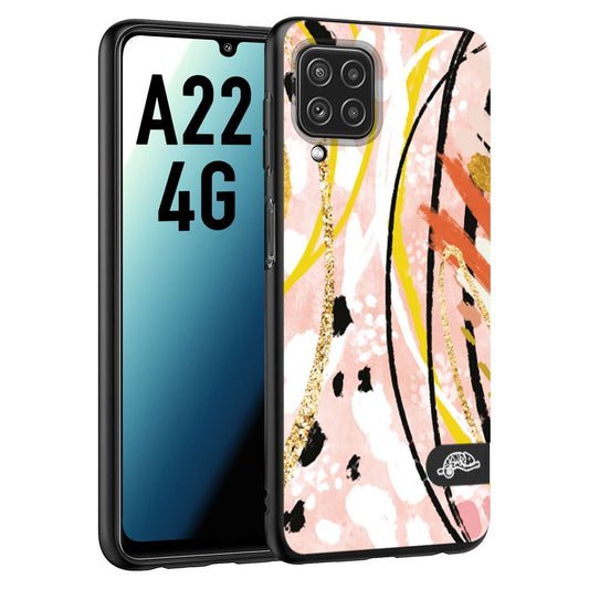 CUSTOMIZZA - Custodia cover nera morbida in tpu compatibile per Samsung A22 4G fiori astratti donna zebrato leopardato fantasia dorata gialla rosa colorata