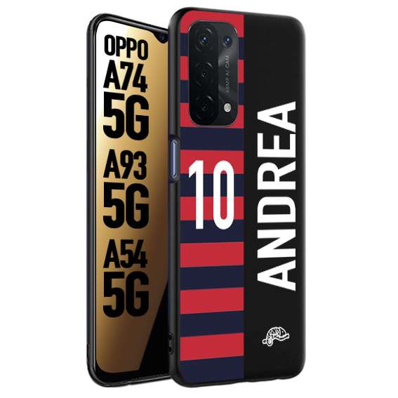 CUSTOMIZZA - Custodia cover nera morbida in tpu compatibile per Oppo A74 5G - A93 5G - A54 5G personalizzata calcio football nome e numero calciatori rossoblu