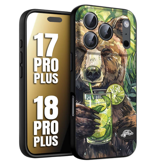CUSTOMIZZA - Custodia cover nera morbida in tpu compatibile per iPhone 17 PRO MAX - 18 PRO MAX fiori estate disegnata cocktails animali simpatici orso bear negroni