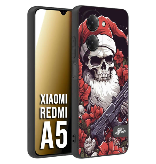 CUSTOMIZZA - Custodia cover nera morbida in tpu compatibile per Xiaomi Redmi A5 teschio natale santa claus fiori tattoo disegnato