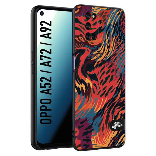CUSTOMIZZA - Custodia cover nera morbida in tpu compatibile per Oppo A52 - A72 - A92 leopardato maculato tigrato colorata fiamme rossa blu arancione