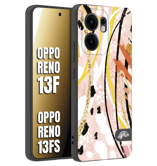 CUSTOMIZZA - Custodia cover nera morbida in tpu compatibile per Oppo Reno 13 F fiori astratti donna zebrato leopardato fantasia dorata gialla rosa colorata