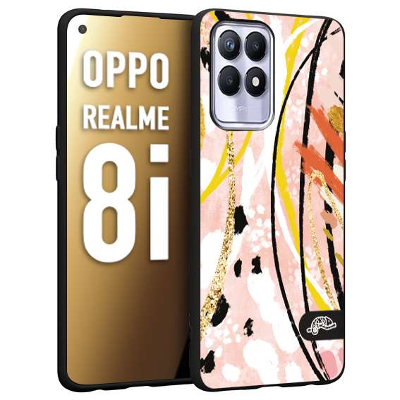 CUSTOMIZZA - Custodia cover nera morbida in tpu compatibile per Oppo Realme 8i fiori astratti donna zebrato leopardato fantasia dorata gialla rosa colorata