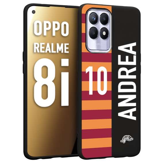 CUSTOMIZZA - Custodia cover nera morbida in tpu compatibile per Oppo Realme 8i personalizzata calcio football nome e numero calciatori giallo rossi