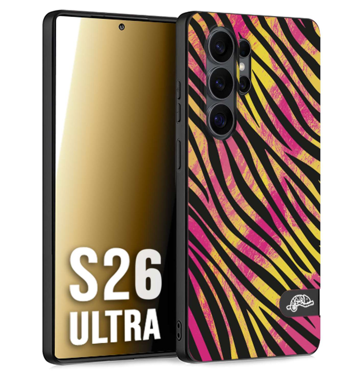 CUSTOMIZZA - Custodia cover nera morbida in tpu compatibile per Samsung S26 ULTRA zebrata maculata a rilievo soft touch donna fucsia gialla