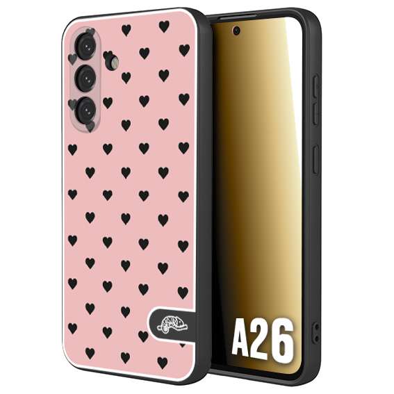 CUSTOMIZZA - Custodia cover nera morbida in tpu compatibile per Samsung A26 cuori pois rosa donna pin up vintage