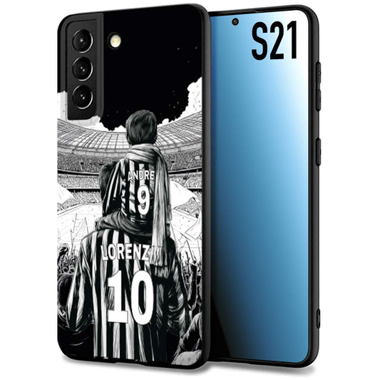 CUSTOMIZZA - Custodia cover nera morbida in tpu compatibile per Samsung S21 personalizzata calcio football nome e numero calciatori bianconeri bianca e nera