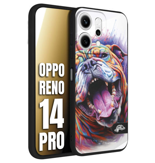 CUSTOMIZZA - Custodia cover nera morbida in tpu compatibile per Oppo Reno 14 PRO animali color bulldog cane dog colori vibranti disegnato schizzo