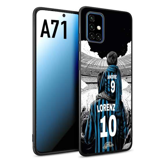 CUSTOMIZZA - Custodia cover nera morbida in tpu compatibile per Samsung A71 personalizzata calcio football padre e figlio calciatori nerazzurra