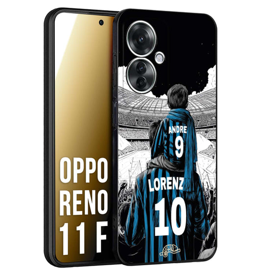 CUSTOMIZZA - Custodia cover nera morbida in tpu compatibile per Oppo Reno 11 F 5G personalizzata calcio football padre e figlio calciatori nerazzurra