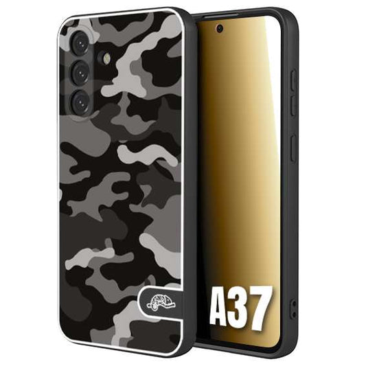 CUSTOMIZZA - Custodia cover nera morbida in tpu compatibile per Samsung A37 camouflage mimetico militare nero black grigio