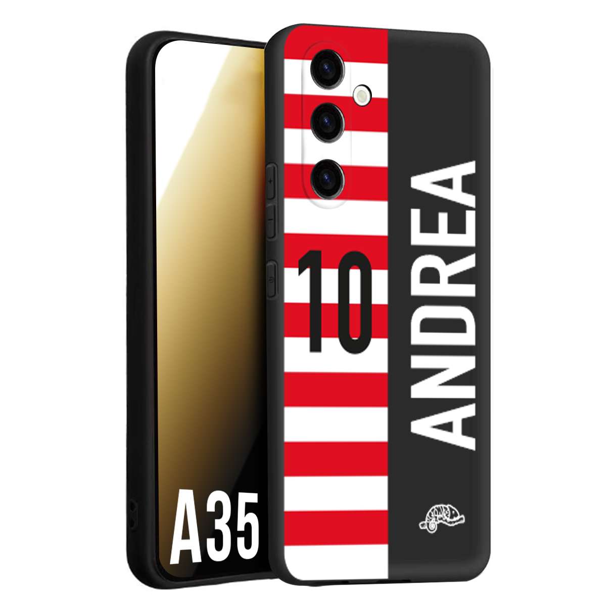 CUSTOMIZZA - Custodia cover nera morbida in tpu compatibile per Samsung A35 5G personalizzata calcio football nome e numero calciatori bianco rossa