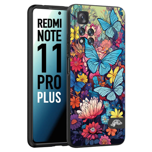 CUSTOMIZZA - Custodia cover nera morbida in tpu compatibile per Xiaomi Redmi Note 12S farfalle butterfly moderno donna disegnate gialla blu rosa