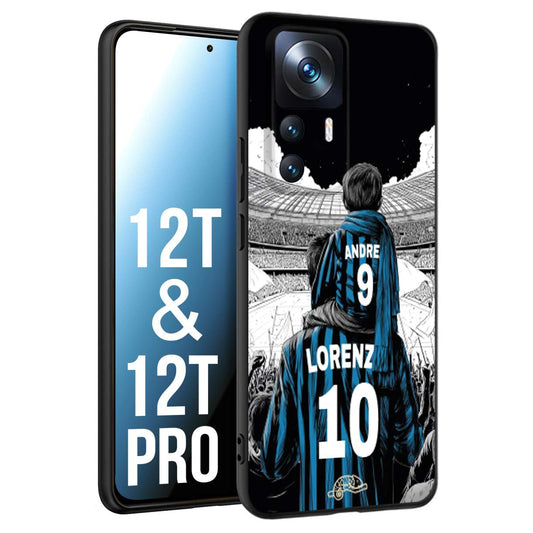 CUSTOMIZZA - Custodia cover nera morbida in tpu compatibile per Xiaomi 12T - 12T PRO personalizzata calcio football padre e figlio calciatori nerazzurra