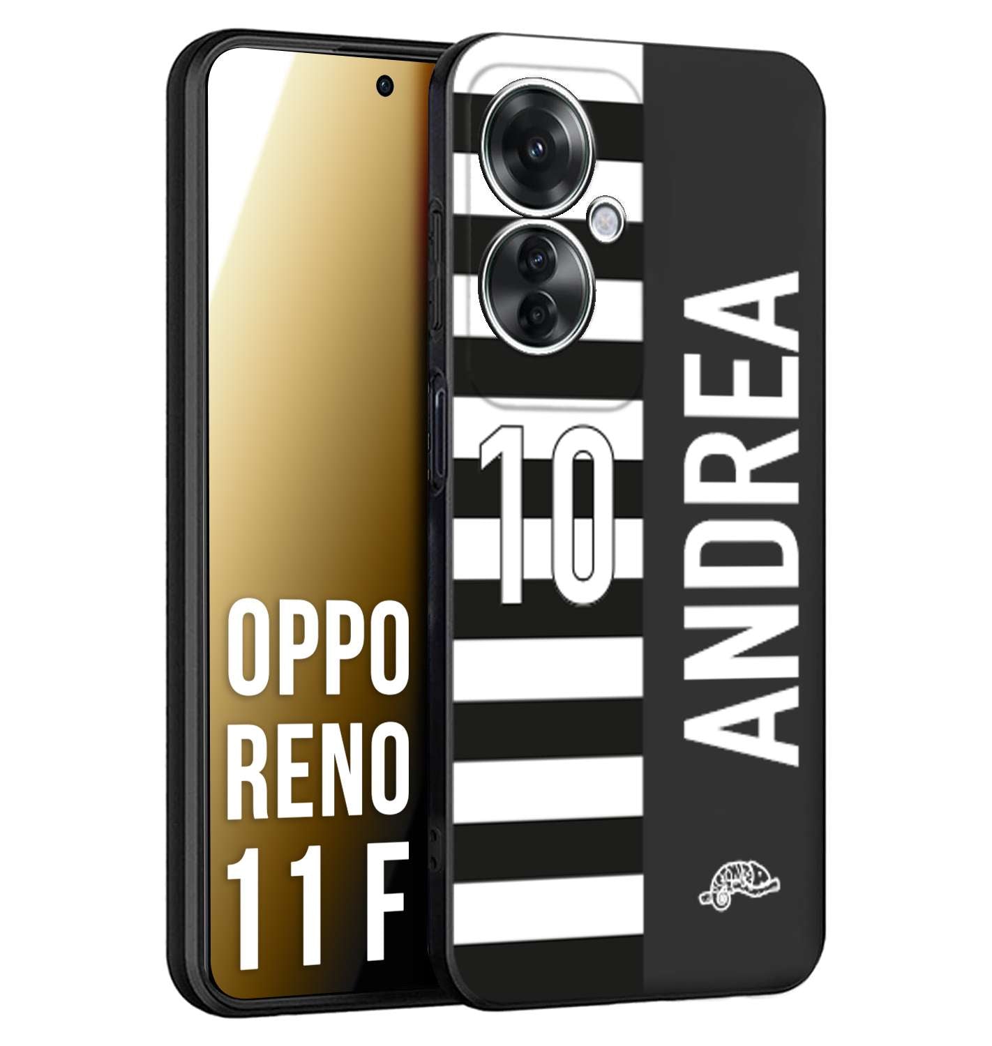 CUSTOMIZZA - Custodia cover nera morbida in tpu compatibile per Oppo Reno 11 F 5G personalizzata calcio football nome e numero calciatori bianconera