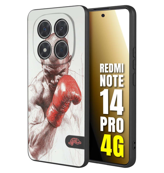 CUSTOMIZZA - Custodia cover nera morbida in tpu compatibile per Xiaomi Redmi Note 14 PRO 4G pugilato pugili disegno tattoo guantoni box sport primo piano