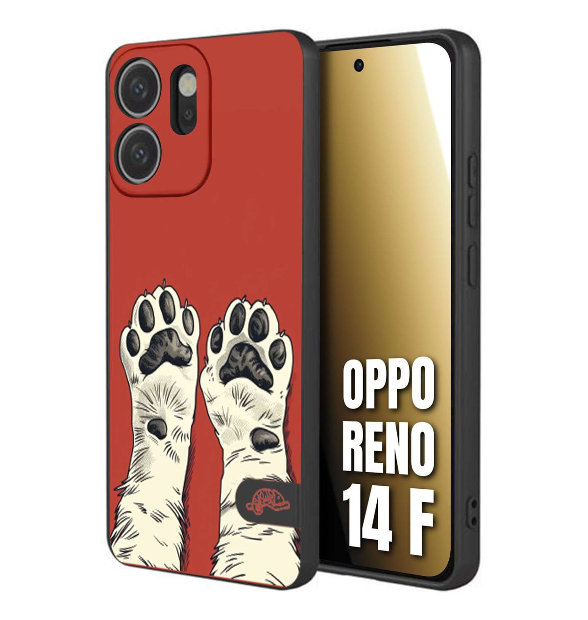 CUSTOMIZZA - Custodia cover nera morbida in tpu compatibile per Oppo Reno 14 F zampe di gatto cat paws rossa red disegnata fumetto cartoon