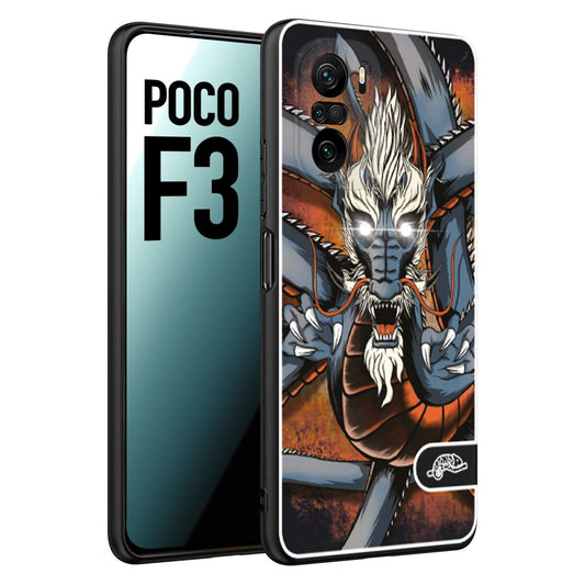 CUSTOMIZZA - Custodia cover nera morbida in tpu compatibile per Xiaomi Poco F3 drago giapponese tattoo japan dragon