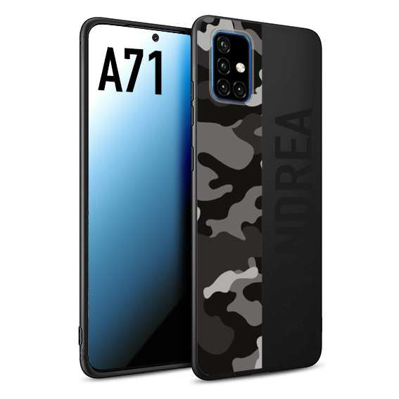 CUSTOMIZZA - Custodia cover nera morbida in tpu compatibile per Samsung A71 camouflage mimetico militare personalizzata nome