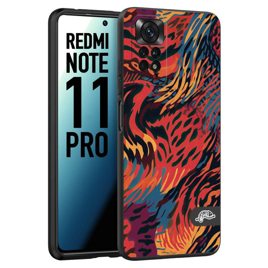 CUSTOMIZZA - Custodia cover nera morbida in tpu compatibile per Xiaomi Redmi Note 11 PRO leopardato maculato tigrato colorata fiamme rossa blu arancione