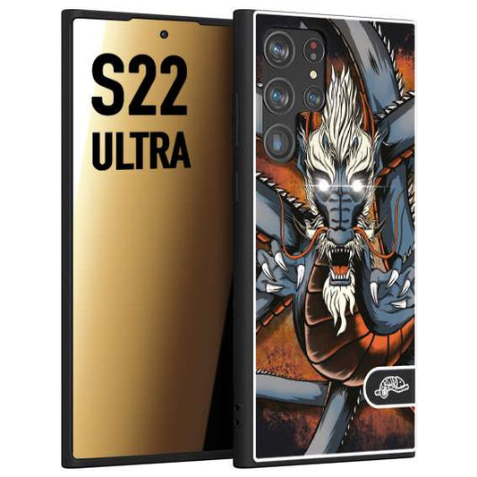 CUSTOMIZZA - Custodia cover nera morbida in tpu compatibile per Samsung S22 ULTRA drago giapponese tattoo japan dragon