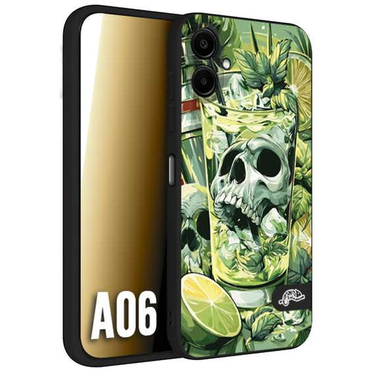 CUSTOMIZZA - Custodia cover nera morbida in tpu compatibile per Samsung A06 Mojito cocktail teschio illustrazione drink lime menta ghiacci tropicale street art