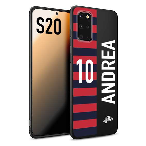 CUSTOMIZZA - Custodia cover nera morbida in tpu compatibile per Samsung S20 personalizzata calcio football nome e numero calciatori rossoblu