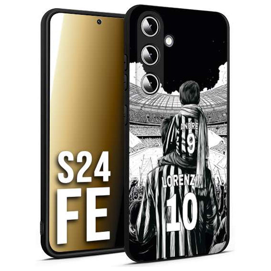 CUSTOMIZZA - Custodia cover nera morbida in tpu compatibile per Samsung S24 FE personalizzata calcio football nome e numero calciatori bianconeri bianca e nera