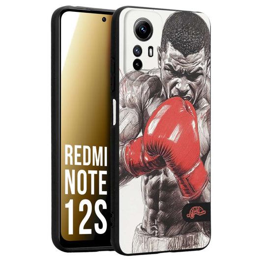 CUSTOMIZZA - Custodia cover nera morbida in tpu compatibile per Xiaomi Redmi Note 12S pugilato pugili disegno tattoo guantoni box pesi massimi gancio